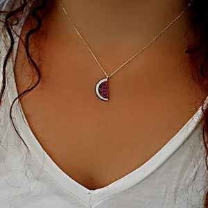 Watermelon Necklace, Watermelon Charms, Lovely Watermelon Necklaces, Woman Gift İdeas, Silver Necklaces, Watermelon Jewelry,