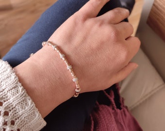 Cylindrical Shaped Silver Bracelet With White Stones, Women Silver Bracelets, Women gift İdeas, Gift for Girlfriends, Silver Bracelet