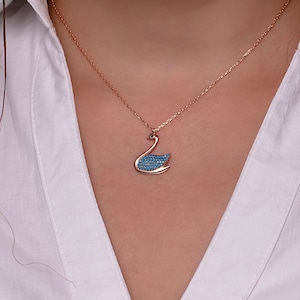 Zwaan ketting met turquoise steen, zwaan bedels, mooie zwaan kettingen, zwaan sieraden, zwaan kettingen, dier kettingen, dier bedels,