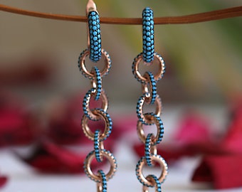 Boucles d’oreilles Huggie en forme de sept cerceaux avec pierre turquoise, boucle d’oreille pour femme, cadeau pour femmes İdeas, argent sterling 925, oreilles de fille, boucles d’oreilles d’été,