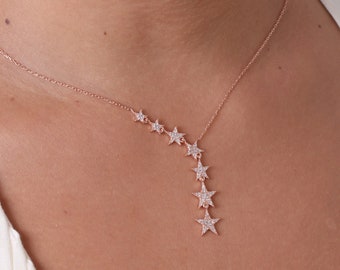 Sieben gleitende Stern Halsketten, Sieben gleitende Stern Charms, Frauen Halsketten, Stern Schmuck, Ladys Stern Halskette, Stern Halskette