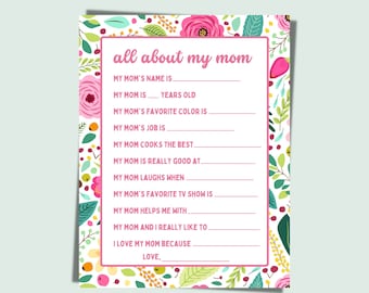 Entrevista del Día de la Madre imprimible, recuerdo "Todo sobre mi mamá" (descarga digital)