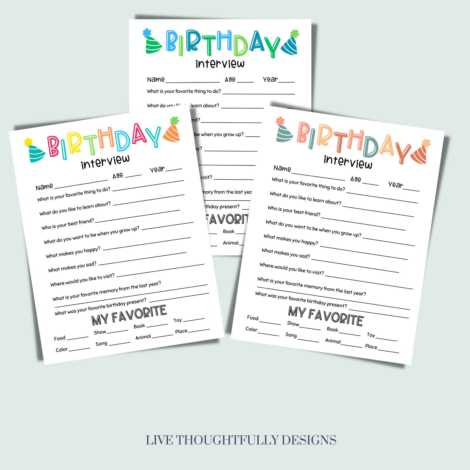 Printable Kids Birthday Interview, Annual Birthday Interview, Kids ...