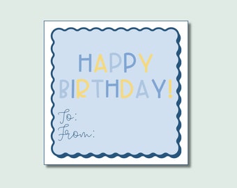 PRINTABLE Happy Birthday Gift Tag - Birthday Gift Tag - Printable Birthday Tag - Customized Happy Birthday Tag - Enclosure - DIGITAL