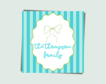 Etiqueta de presente azul para impressão, etiquetas de presente personalizadas, etiquetas de presente para família, etiqueta de presente para anfitriã, etiqueta de "De", etiqueta de presente de aniversário, cartão anexo