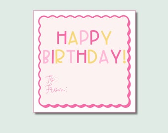 PRINTABLE Happy Birthday Gift Tag -  Birthday Gift Tag - Printable Birthday Tag - Customized Happy Birthday Tag - Enclosure - DIGITAL