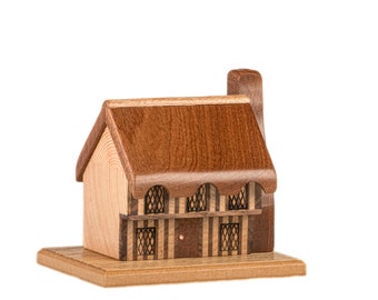 Handmade Wooden Tudor House Incense cone/Pastille Burner made mainly of Southern Yellow Pine and Sapele.