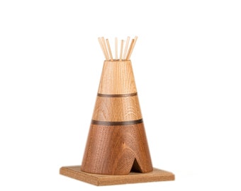 Handmade Wooden Indian Teepee Incense cone/Pastille Burner made of Sapele,Oak,Walnut and Iroko.