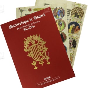 8x Facsimile pages from the Martyrology of Usuard in parchment paper decorated in gold - Medieval illuminated manuscript