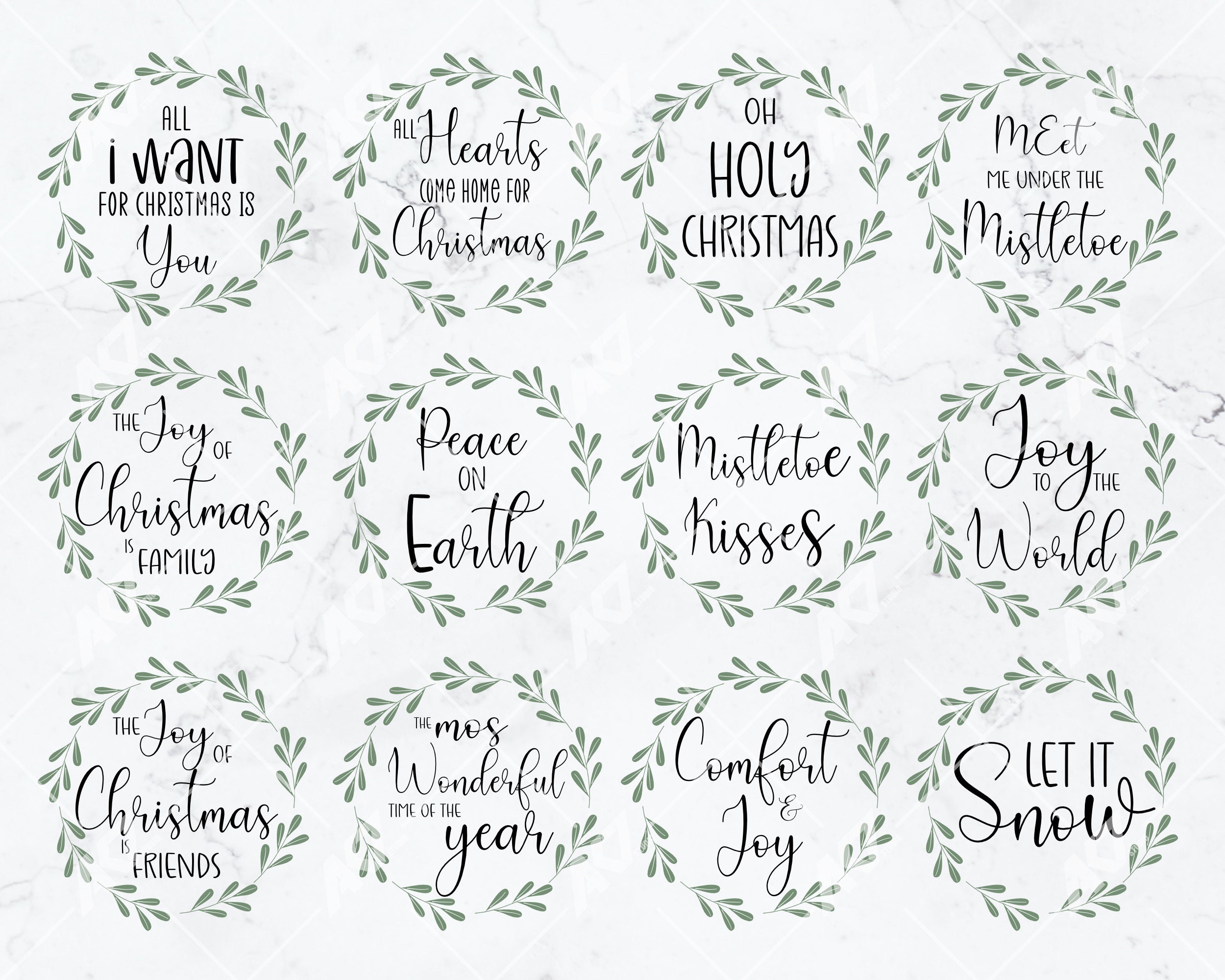 Christmas Ornament SVG Bundle Round Christmas Designs | Etsy