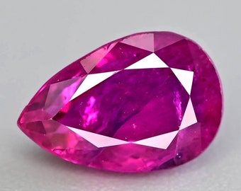 Certified Burmese Ruby: Radiant 1.16 ct Pear-Cut in Red and Pink". K