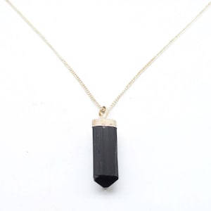 Black Tourmaline pendant with 925 silver chain  Raw Black Tourmaline crystal pendant Aghanistan Tourmaline Faceted Crystal