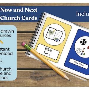 Now and Next Church Cards | Visual Schedule for Autism, ADHD (Digital Download)