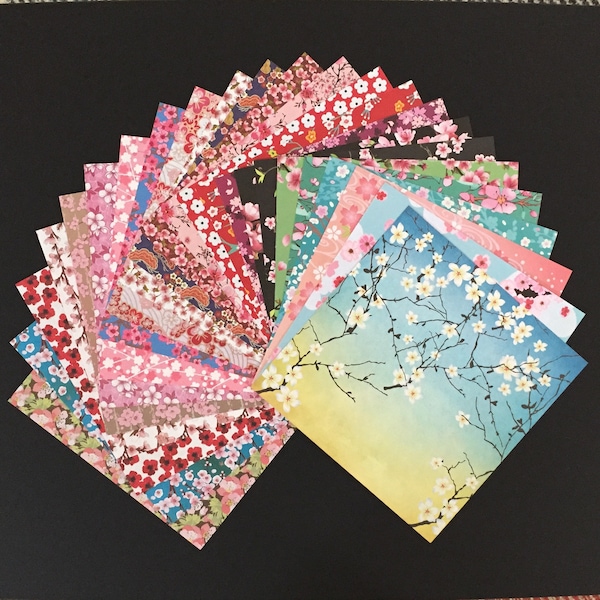 Origami Paper assorted BLOOM spring blossom - Scrapbooking - 6x6 inches - 48 sheets - Free Shipping