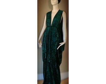 Gorgeous Grecian Goddess Velvet Gown and matching turban.