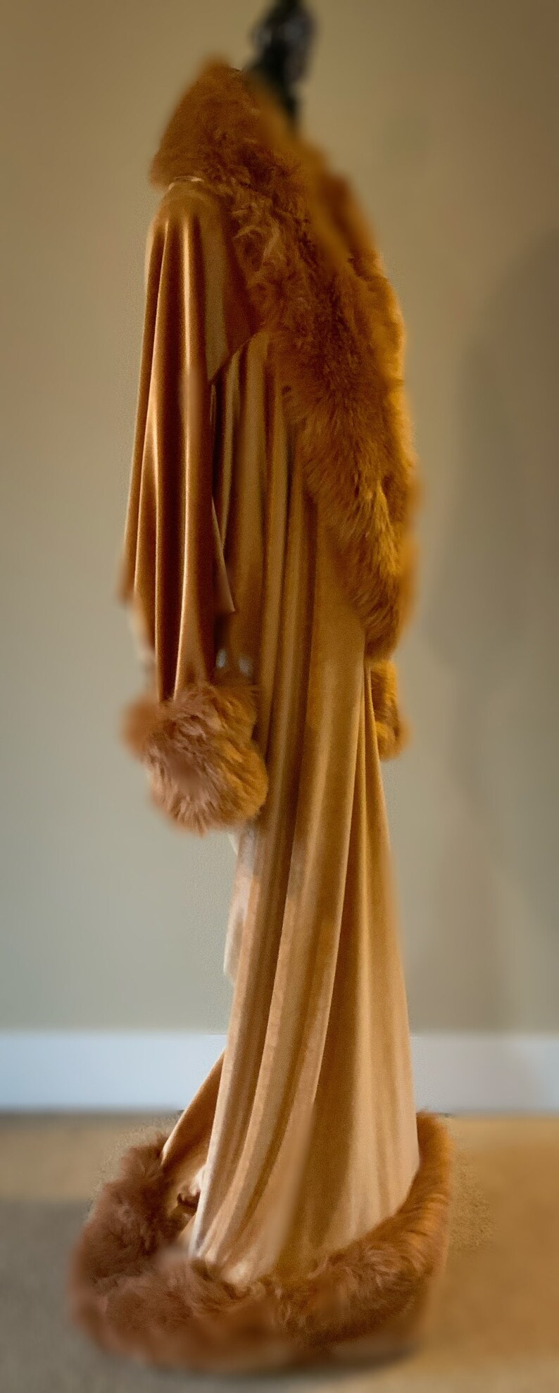 Light Copper Velvet Robe Old Hollywood Glamour-robe-evening - Etsy