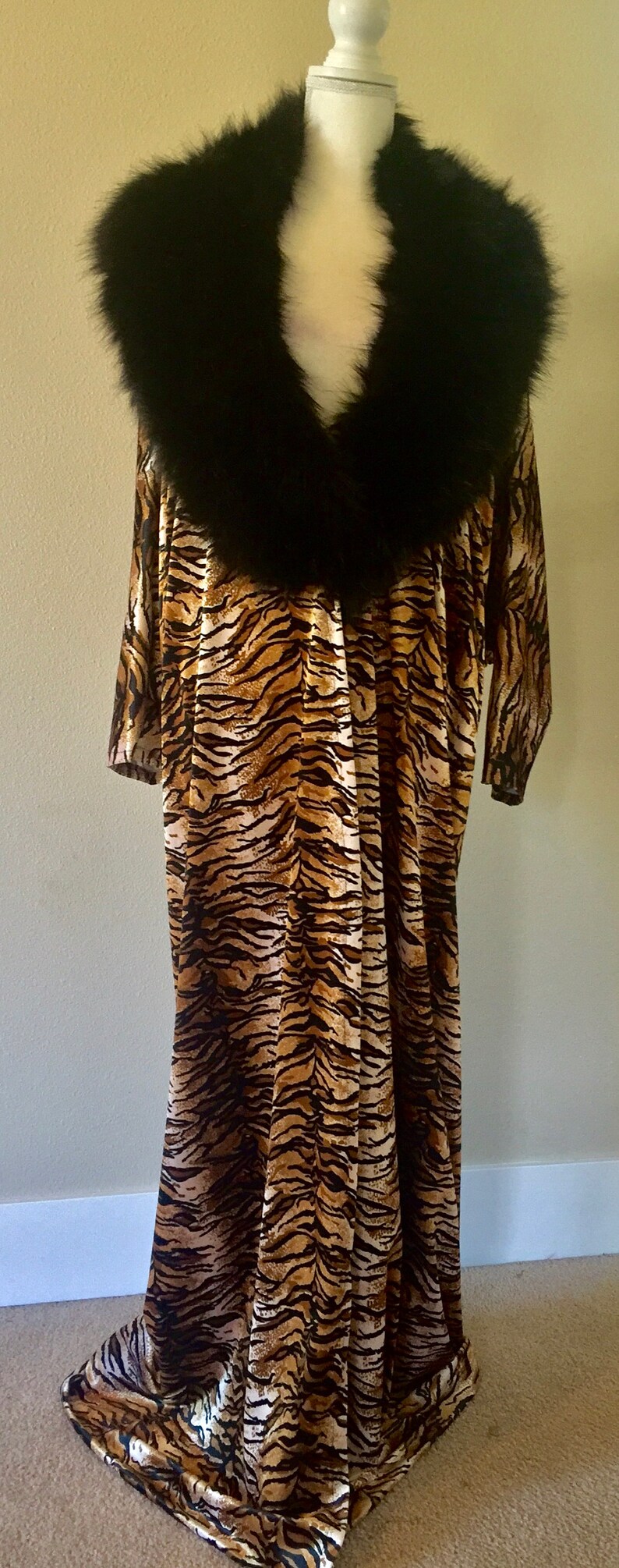 tiger print silk robe