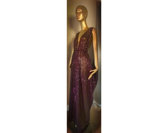 Vestido de diosa griega con lentejuelas color vino Merlot - Hecho a mano - Malla de lentejuelas color vino oscuro - Vestido de diosa griega - Vestido para alfombra roja - Vestido de novia - Vestido drag - Vestido burlesco