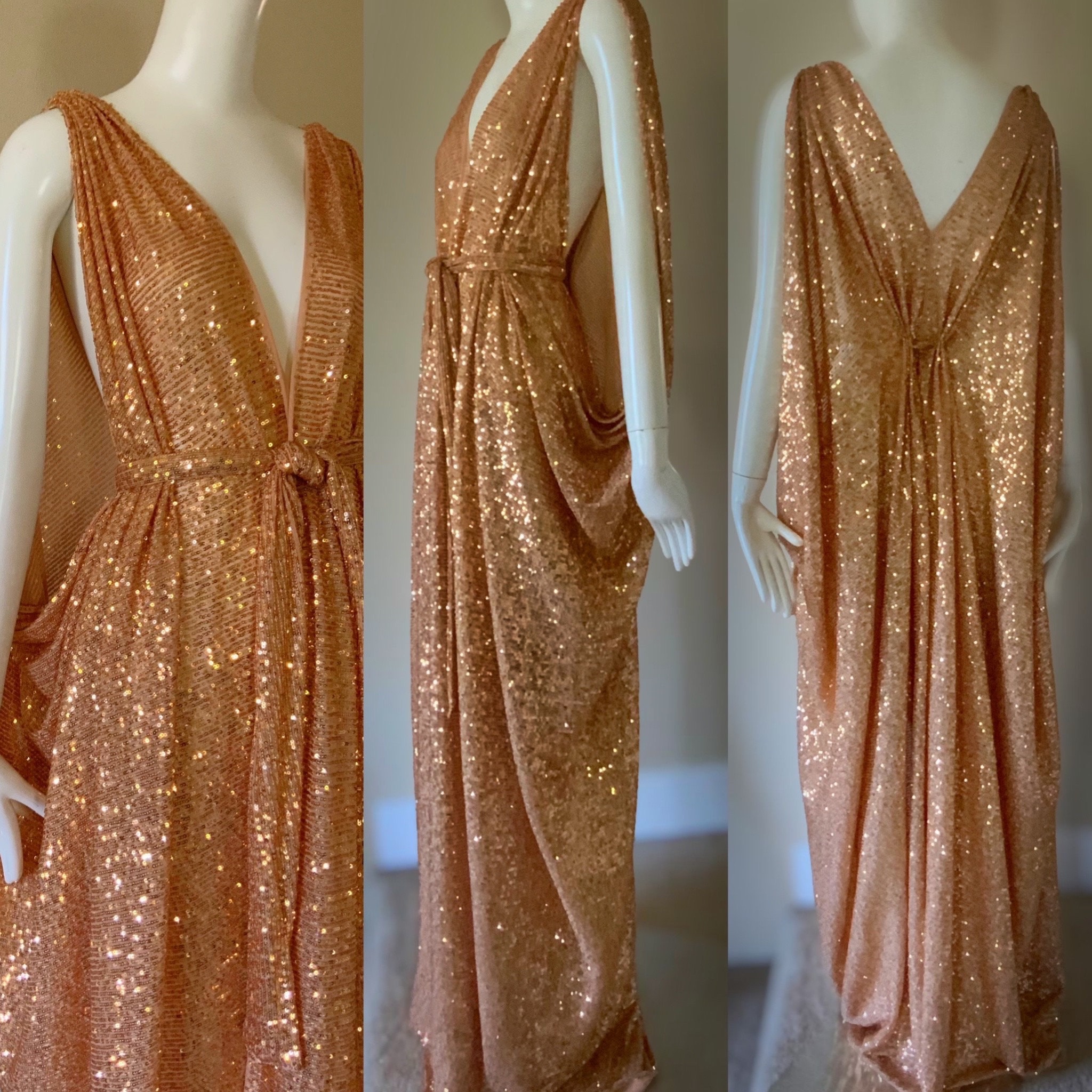 Gorgeous Grecian Goddess Gown-Gold Micro Sequin Mesh Gorgeous Grecian Goddess Gown-Gold Micro Sequin Mesh