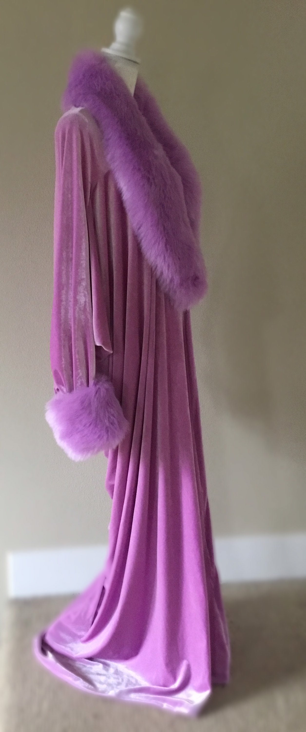 LilacVelvet robe-Old Hollywood Full length robe-lilac | Etsy