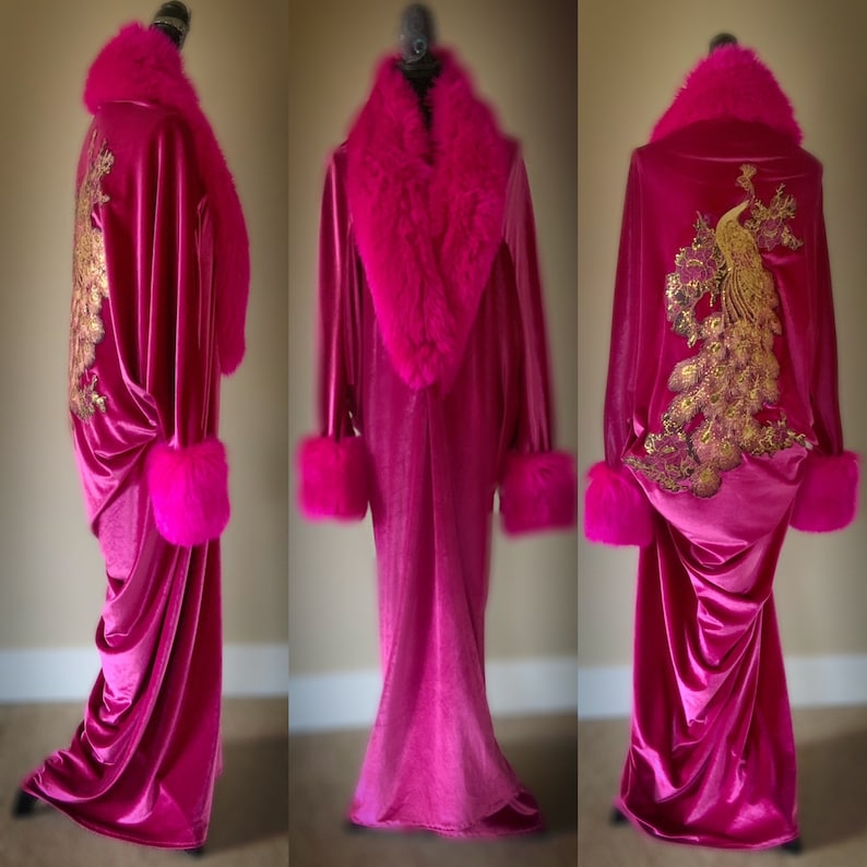 Glamorous 1920s-old Hollywood Style Fuschia Velvet Robe . - Etsy