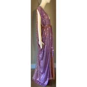 purple grecian style dress Purple Grecian Prom Formal Evening Dress with Sparkly Jewel Neckline Large / Purple