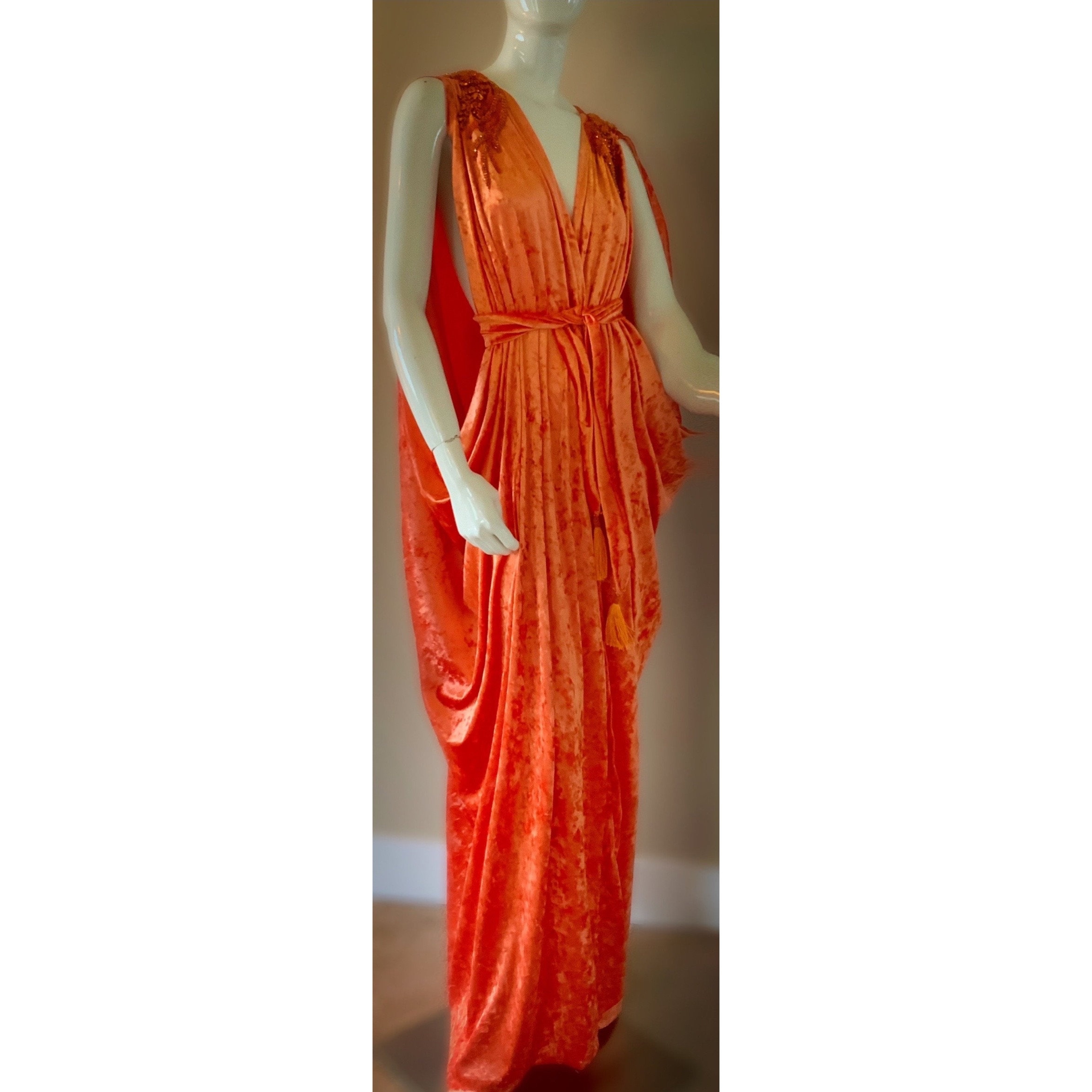 Orange Rhinestone Dress