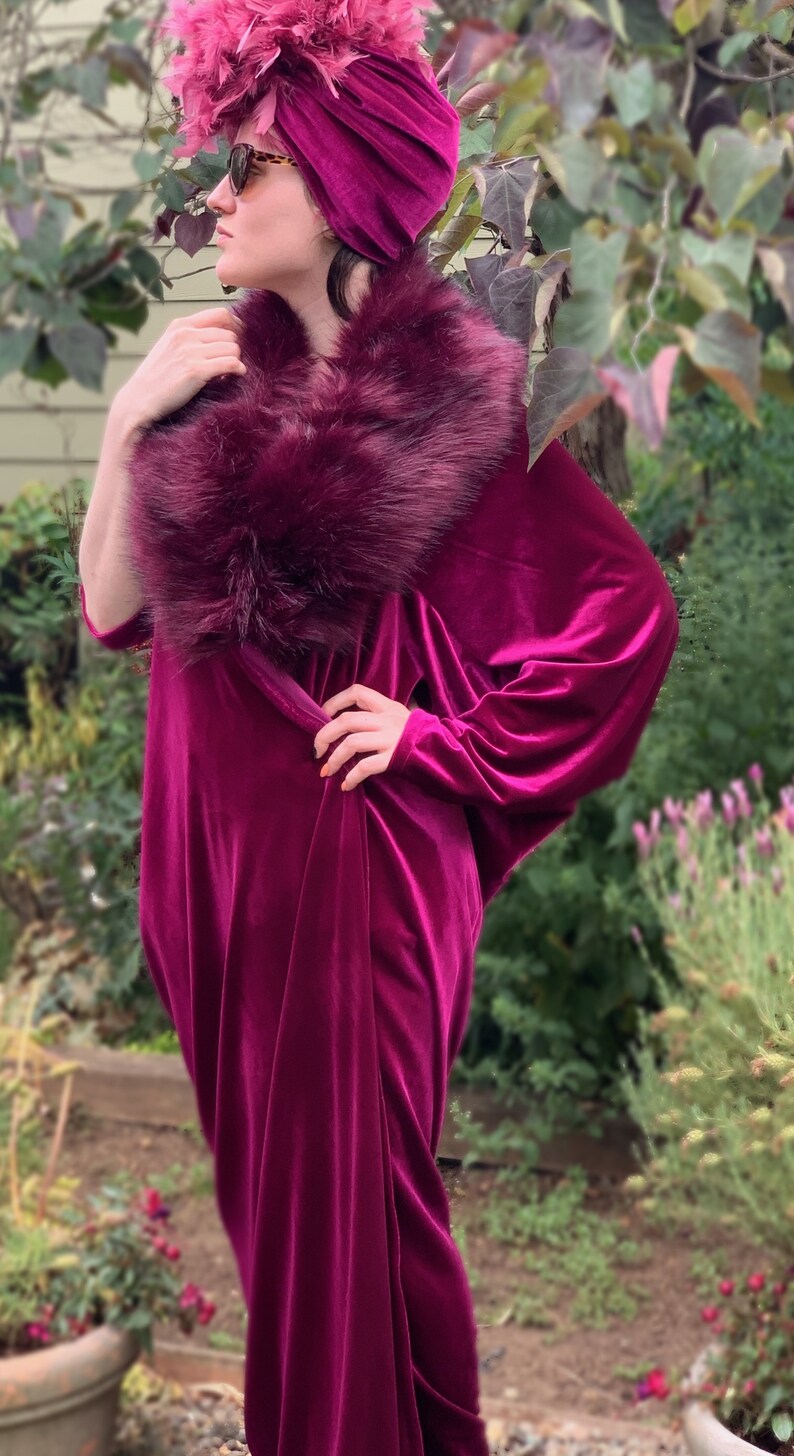 Berry Velvetold Hollywood Glamour Robe Cocoon Robefaux Fur Etsy UK