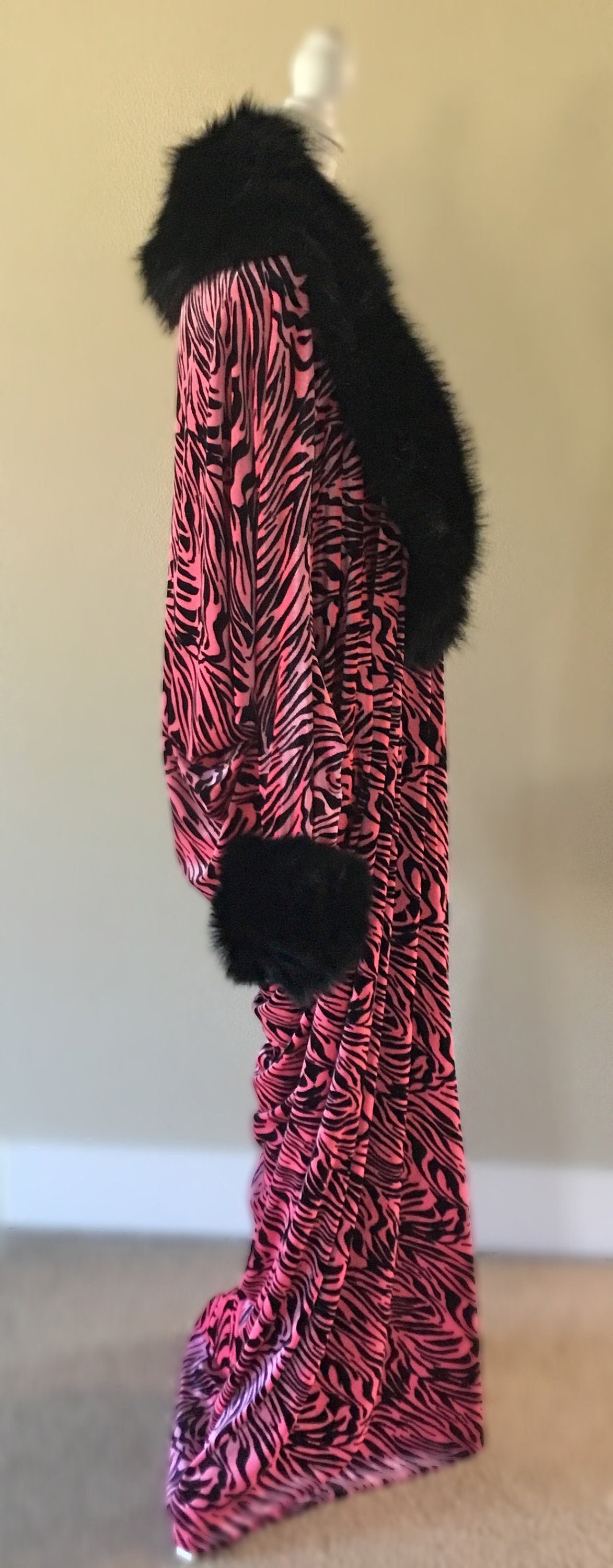 Hot Pink Velvetzebra Print Robeold Hollywood Stylefull Etsy
