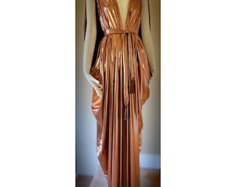Grecian Goddess Gown-copper Molten Metallic-special Occasion Gown
