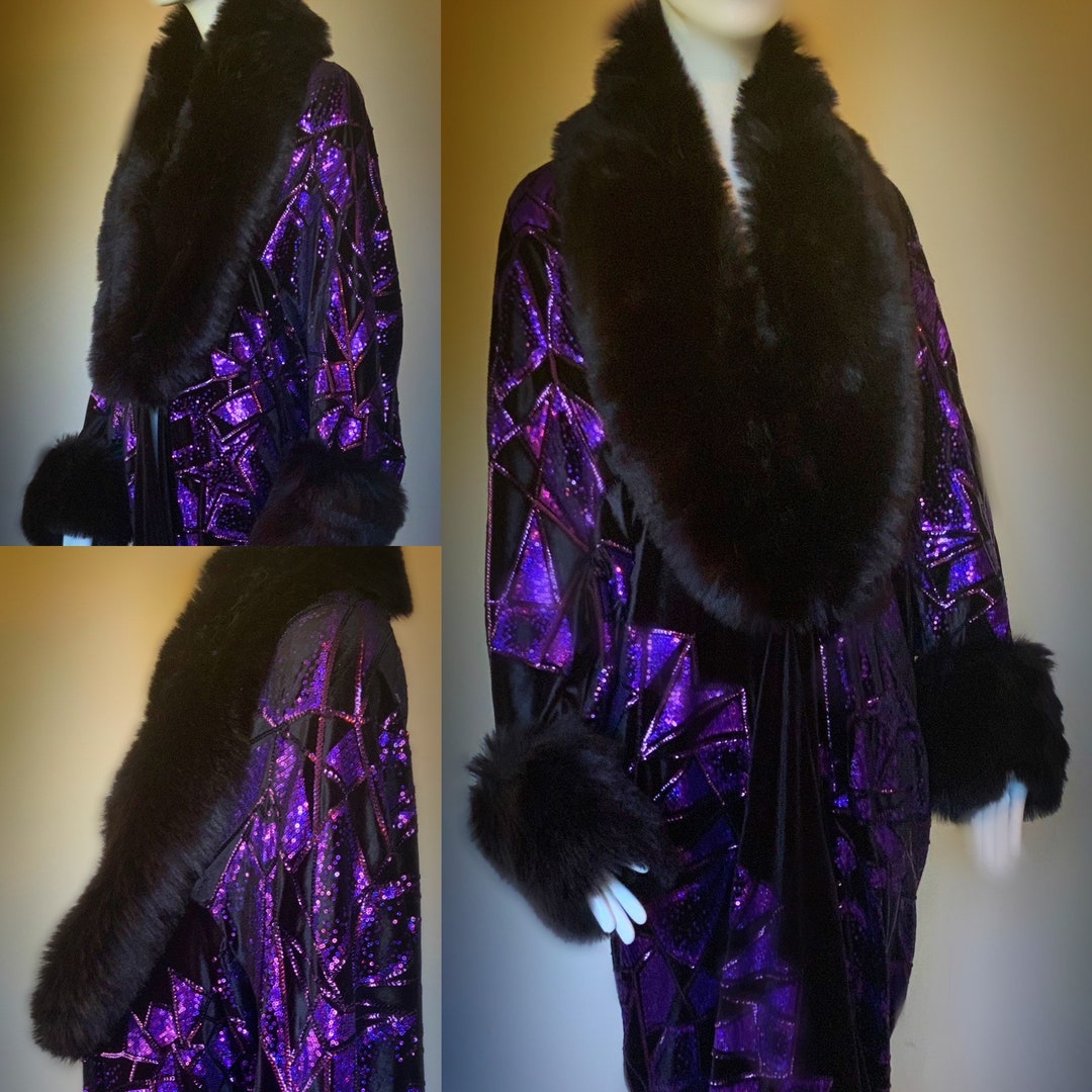 Old Hollywood Velvet Robe-gatsby 1920s Glamour Robe Handmade Black ...
