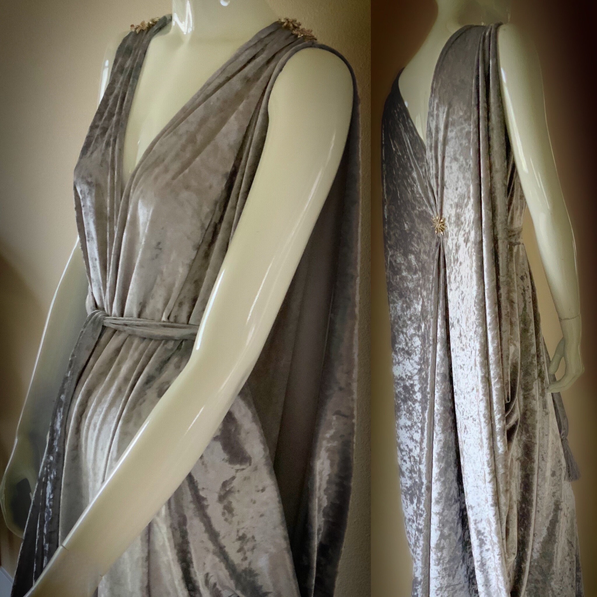 silver grecian dress metallic draped one shoulder grecian dress Silver Sequined One Shoulder Draped Lace Up Gown