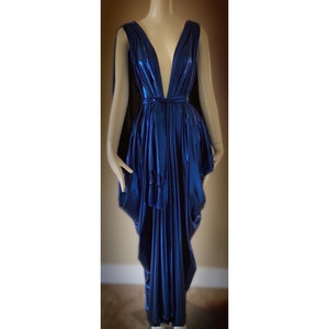 navy blue grecian style dress Marinna Grecian Neck Dress Black / M