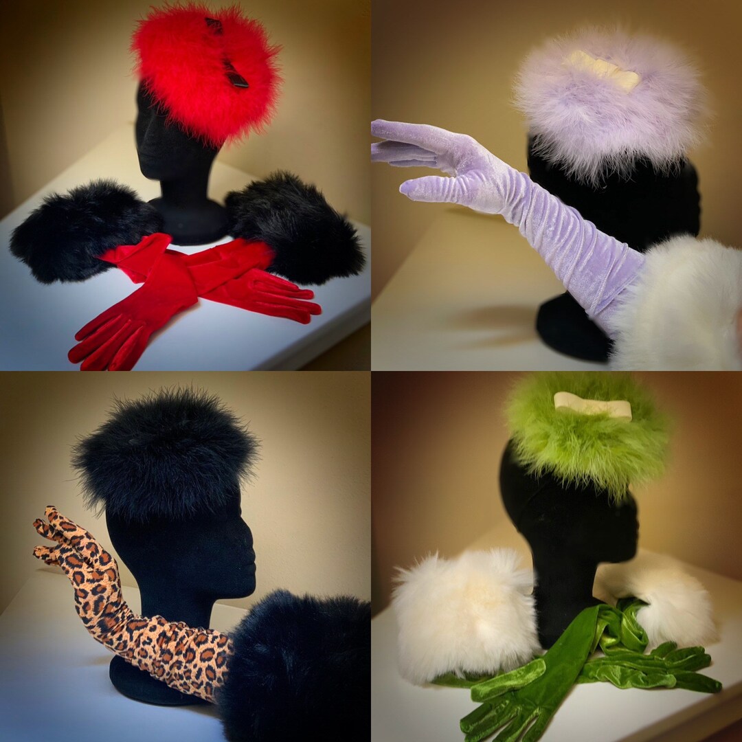 Velvet Glove and Marabou Fascinator Set Etsy