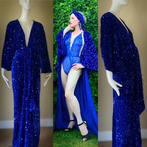 Sequin Velvet Gown-Art Deco-Old Hollywood-Angel wing sleeve- sash belt-evening gown-dramatic gown-red carpet