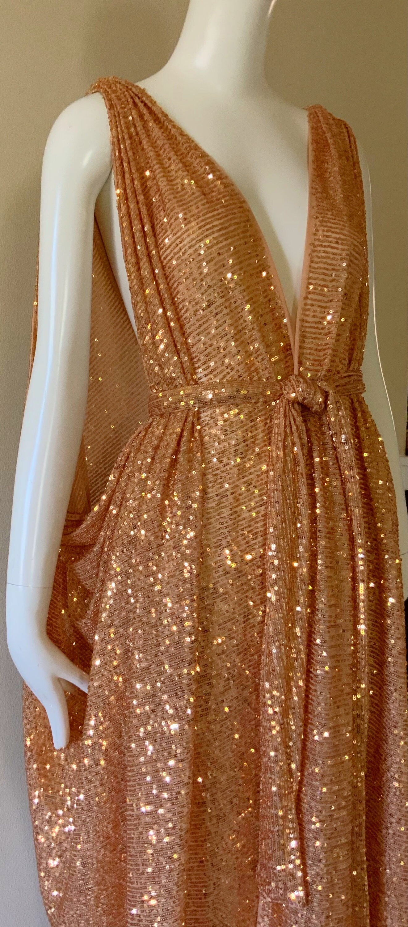 slim fit dress slacks Grecian Gold Satin Sarong Dress – Ino Mei main image 1