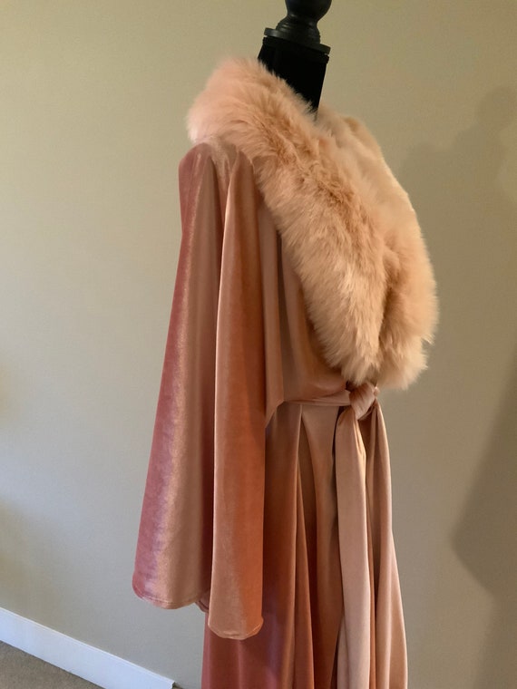 Kimono Style Velvet Robe-old Hollywood Glamour Robe- Blush