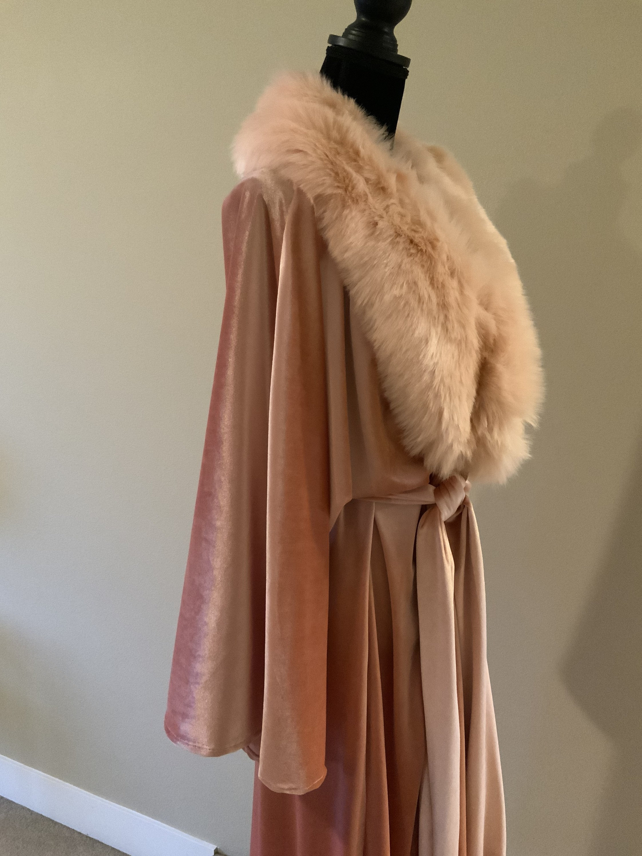 Kimono Style Velvet Robe-old Hollywood Glamour Robe- Blush