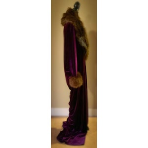 Plum Velvet robe-faux fur collar-old Hollywood-1920s style. Handmade cocoon robe-Boudoir-Burlesque-Gift-Mothers day