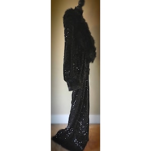 Black Velvet-velvet Robe-faux Fur Trim-old Hollywood-1920s