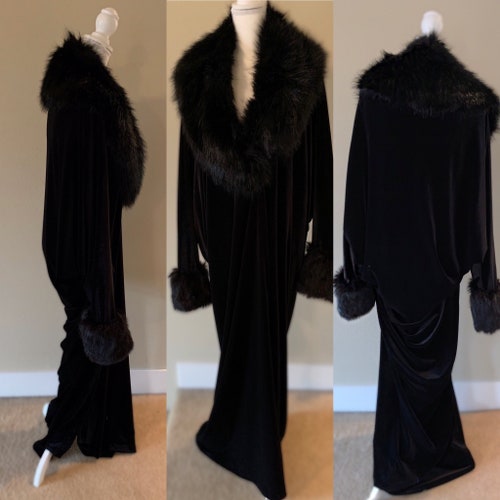 Plum Velvet Robe-faux Fur Collar-old Hollywood-1920s Style. - Etsy