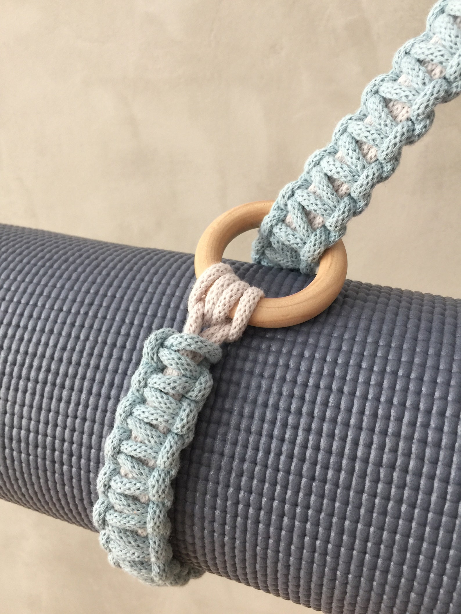 Macrame yoga mat strap that I made and created. :) the wooden ring