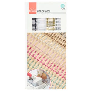 May include: A package of birabira brand binding wire. The package contains 16 pieces of binding wire in various colors, including black, white, gold, brown, pink, purple, green, and blue. The package also shows a stapler and a bound document.