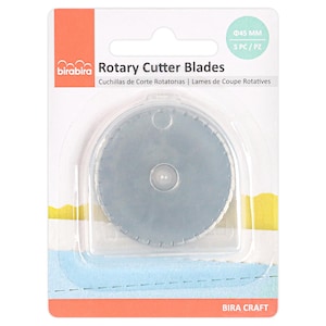 Bira Dotted Line Cut Replacement Blades for 45mm Rotary Cutter, 5 Pack, Premium Steel Stick Fabric Cutter Cuts Through Multiple Layers