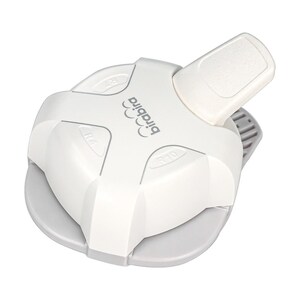 May include: White plastic paper punch with a gray base. The punch has a lever on the top and a circular cutting area. The brand name "Birdie" is printed on the front of the punch.