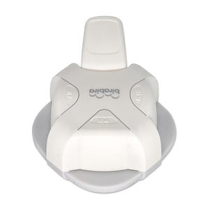May include: White plastic paper punch with a gray base. The punch has four different sized circles to punch out. The punch is labeled "Cricut".