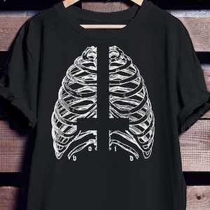 Caged Cross T-Shirt Sizes S-3XL / tshirt print / goth tee/ shirt / inverted cross top / clothes / ribcage / horror / gothic