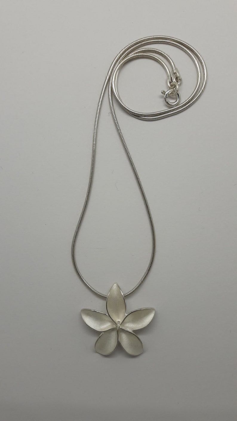 Handmade Solid Silver Frangipani Flower Necklace