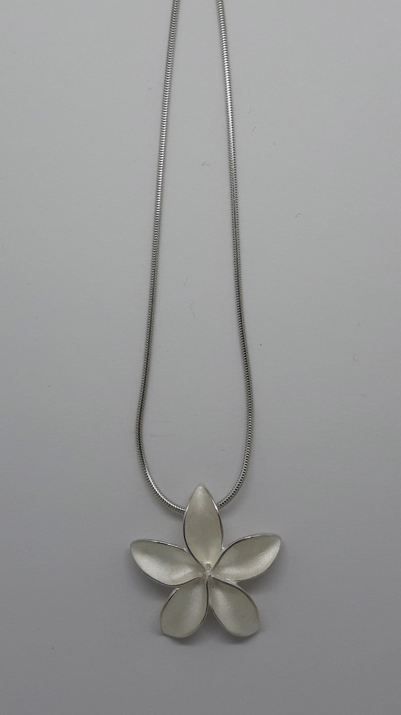 Handmade Solid Silver Frangipani Flower Necklace
