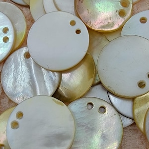 Vintage Mother of Pearl Shell Offset Two Hole Buttons - Lot of 27